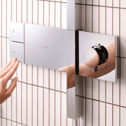 Hansgrohe Raindance Alive Q - Brauseset mit Thermostat, 21x34 cm, 3 Strahlarten, Chrom