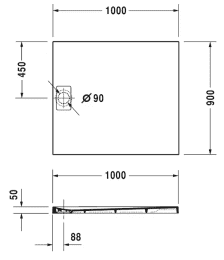 Duravit Stonetto Duschwanne 1000x900 mm, Anthrazit matt
