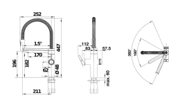 Blanco EVOL-S Pro - Spültischarmatur mit flexiblem Arm, Spülbrause und Filterfunktion, schwarz matt