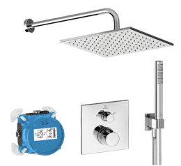 Ideal Standard CeraTherm Duschset mit Unterputz-Thermostat, mit Einbaukörper, 30x30 cm, Chrom