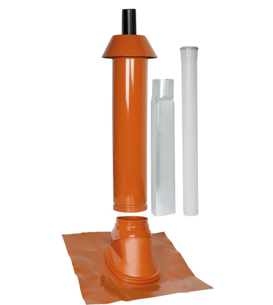 Mündungspaket Skobifix XXs Schrägdach 35 Grad - 55 Grad, DN 80/125 rot, 1,0m