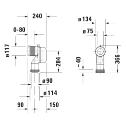 Duravit Zubehör Vario Anschlussbogen für WC, Ablauf waagerecht