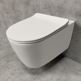 PREMIUM 100 Wand-Tiefspül-WC-SET SLIM, spülrandlos, oval, mit slim WC-Sitz