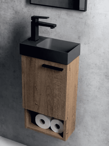 Sapho Small Beton-Waschbecken mit Waschtischunterschrank, 30x53x17 cm Eiche Alabama