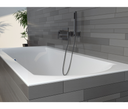 Riho Linares Rechteck-Badewanne, Einbau seidenmatt weiß