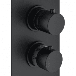 Mariner Duschsystem mit Thermostat, Edelstahl-Kopfbrause und Logica Metall-Brauseset rund schwarz ma
