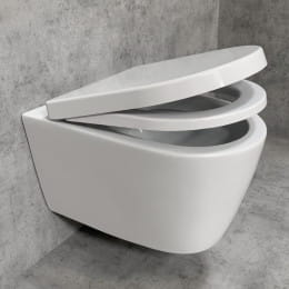 PREMIUM 100 Wand-Tiefpül-WC-SET, spülrandlos, oval, mit WC-Sitz