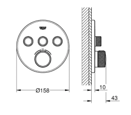 Grohe Grohtherm SmartControl Unterputz-Thermostatarmatur für 3 Verbraucher, Phantom Black Grohe Grohtherm SmartControl Unterputz-Thermostatarmatur für 3 Verbraucher, Phantom Black