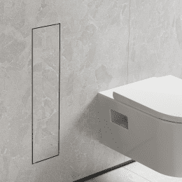 Hansgrohe XtraStoris Rock Unterputz-WC-Bürstenkasten mit Ablage, Stahl gebürstet