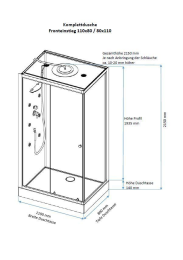 GEO Fix Komplettdusche Eck 80 x 110 x 215 cm Duschkabine weiß/schwarz