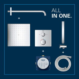 Grohe Precision Brauseset mit Thermostat für Unterputzmontage, 31x31 cm, Chrom