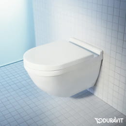 Duravit Starck 3 Wand-Tiefspül-WC Set, mit WC-Sitz ohne Spülrand, weiß, mit WonderGliss