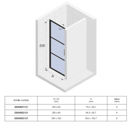 Riho Grid 101 Duschtür aus Glas mit modernem, industriellem Look, Höhe 200 cm