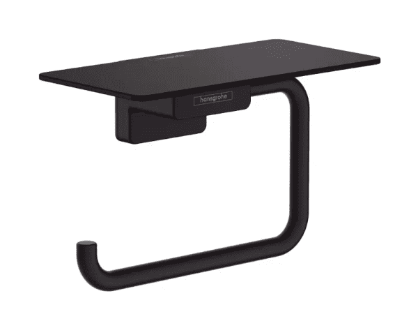 Hansgrohe AddStoris Papierrollenhalter mit Ablage, schwarz matt