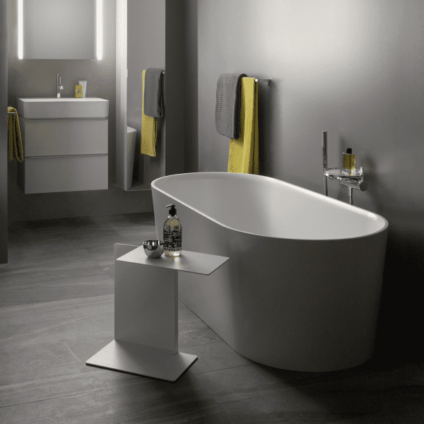LAUFEN Val Oval-Badewanne freistehend 160x75 cm mit Überlaufspalt, weiß matt