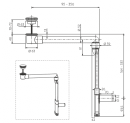 preotec Raumsparmöbelsiphon für Waschtisch und Konsolenplatte bis 4 cm