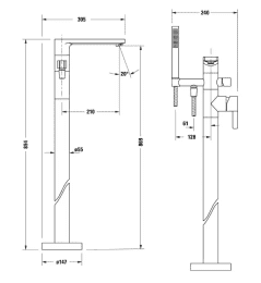 Duravit D-Neo Badewannenarmatur, bodenstehend, verchromt
