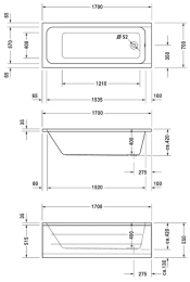 Duravit D-Code Rechteck-Badewanne 170x70 cm, weiß
