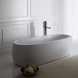 Laufen Il Bagno Alessi One Freistehende Badewanne 183x87 cm, mit LED-Beleuchtung weiß matt