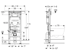 Geberit Duofix für Wand-WC, zum Einbau zwischen Seitenwänden, Höhe 1,12 m