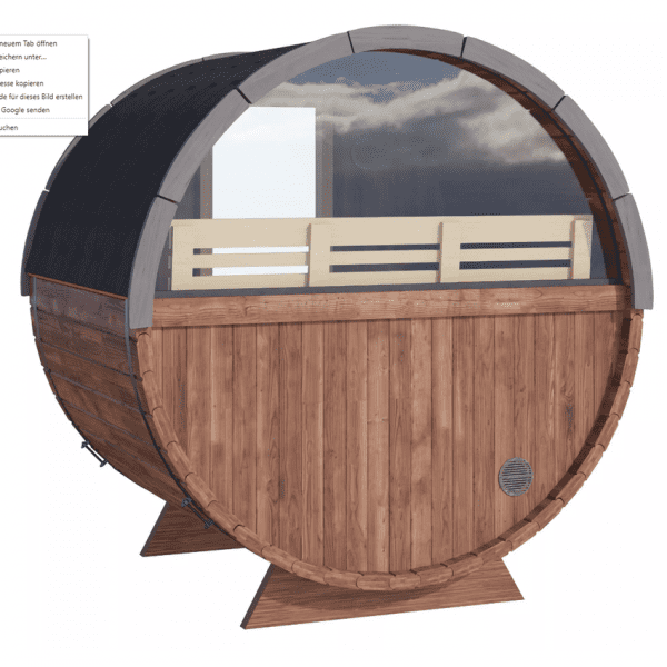 Fjordholz Fass-Sauna Modell Leo mit Halbrundfenster