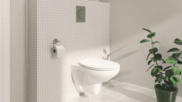 Grohe Solido Klosett Bau Ceramic und WC Sitz softclose, Betätigungsplatte verchromt