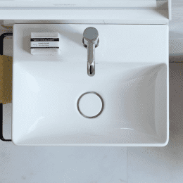 Duravit DuraSquare Handwaschbecken 45x35 cm, mit 1 Hahnloch, DuraCeram, mit WonderGliss, Alpinweiß