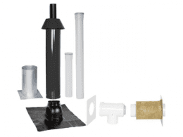 SKOBERNE Grundpaket Unifix 165, Schrägdach, 35 - 55°, DN 80/125 schwarz,1,0m