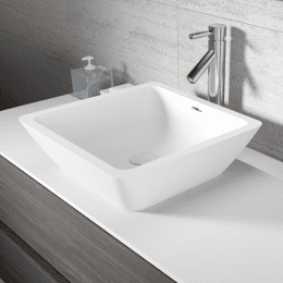 Riho Avella Aufsatzwaschtisch eckig 42x42x14cm aus Solid Surface weiß matt