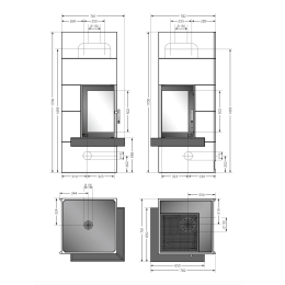 Oranier Kaminofen Kaminbausatz Club (W+) 7 kW, Sims Beton Schiefer