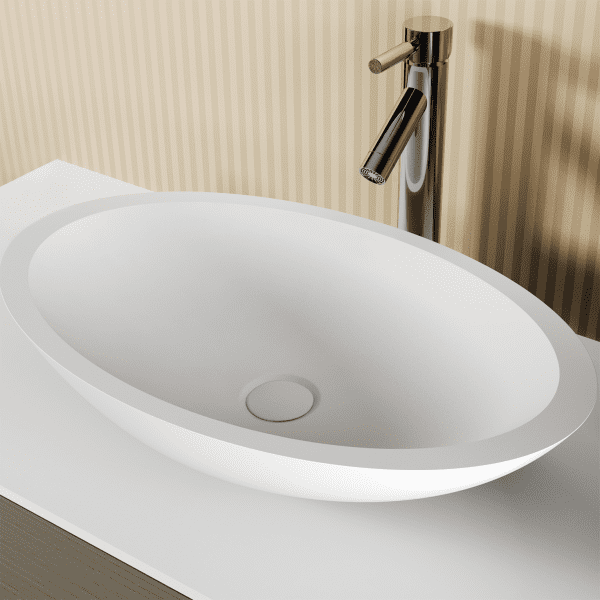 Riho Avella oval Aufsatzwaschtisch 58x36x14cm aus Solid Surface weiß matt