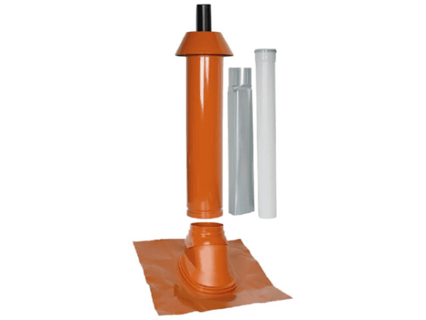 SKOBERNE Mündungspaket Skobifix XXs Schrägdach 25° - 45°, DN 80/125 rot, 1,0m