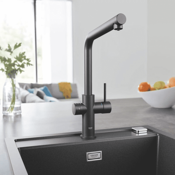 Grohe Blue Home Küchenarmatur, mit Filtersystem, schwenkbar schwarz samt