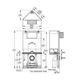 Grumbach Eck-WC-Stein 88 cm – WC-Montageelement für Geberit Tango, Samba, Sigma, Bolero und Mambo