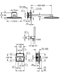 Grohe SmartControl Duschset mit Unterputzarmatur, mit Einbaukörper, Größe 31x31 cm, 2 Strahlarten, C