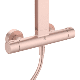 Ideal Standard ALU+ Brauseset mit Thermostat, Durchmesser 26 cm, 2 Strahlarten, rosegold matt