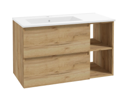 kielle Nefia - Schrank mit Waschbecken 90 cm, linke Ausführung, goldene Eiche