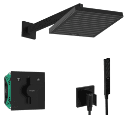 Hansgrohe Brauseset mit Unterputzarmatur mit Einbaukörper, 26x26 cm, schwarz matt