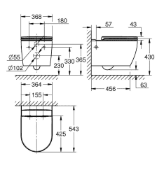 Grohe Bau Ceramic -Wand-WC mit SoftClose-Sitz, Rimless, alpinweiß
