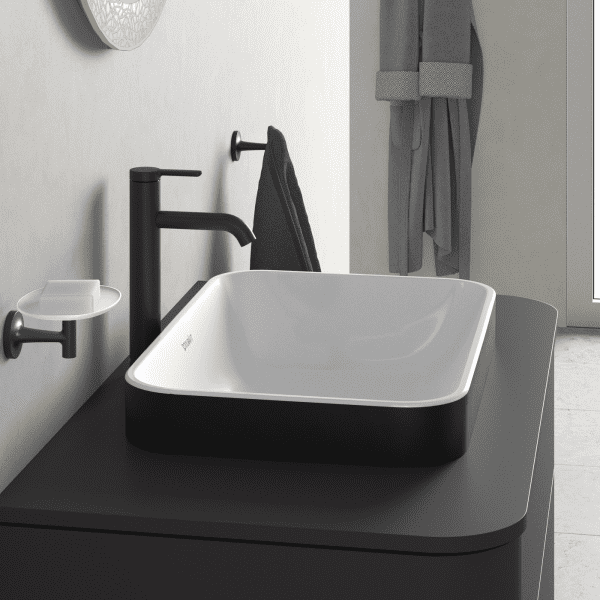 Duravit Happy D.2 Plus Aufsatzwaschbecken, 60x40 cm, ohne Überlauf, WonderGliss, weiß/Anthrazit Matt