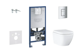 Grohe Rapid SLX WC mit Sitz, Taste Skate Cosmopolitan S, randlos, SoftClose Grohe Rapid SLX WC mit Sitz, Taste Skate Cosmopolitan S, randlos, SoftClose