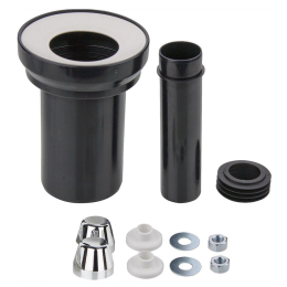 PREMIUM Wand-WC-Anschlussgarnitur DN 90/110 Länge 180 mm, vercromte Abdeckkappen