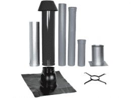 SKOBERNE Grundpaket Unifix 165, Schrägdach, 5° - 25°, DN 110/150 schwarz,1,0m