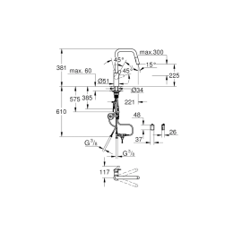 Grohe QuickFix Start Elektronische Spültischarmatur mit ausziehbarer Brause, schwarz matt