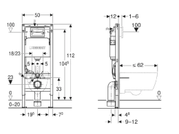 Geberit Duofix Vorwandelement für Wand-WC, Höhe 1,12 m