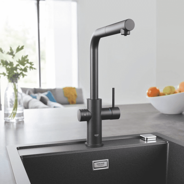 Grohe Blue Home Spültischarmatur Connected, mit Kühlung und Filterung, velvet black