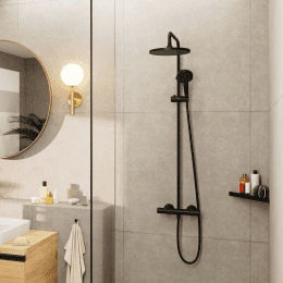 Hansgrohe Vernis Blend Aufputz-Duschsystem mit Thermostat mit EcoSmart, schwarz matt