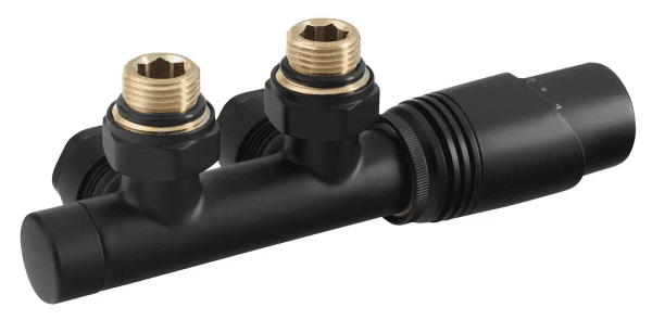 Bruckner Wicher Thermostat-Anschlussgarnitur für Mittelanschluss, schwarz matt