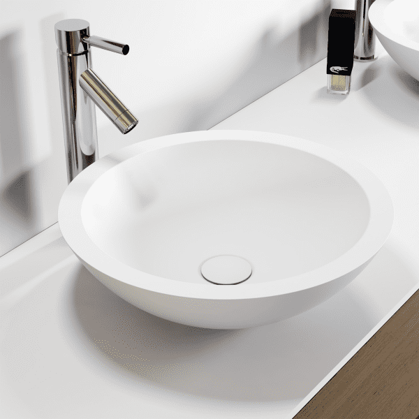 Riho Avella rund Aufsatzwaschtisch 42 x 14cm aus Solid Surface weiß matt