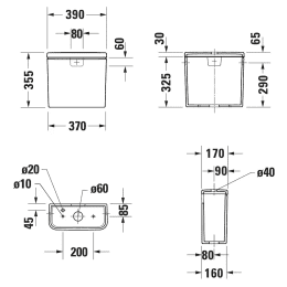 Duravit No.1 Spülkasten Wasseranschluss unten links Dualflush weiß